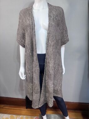 Open Front Taupe Knit Duster Cardigan